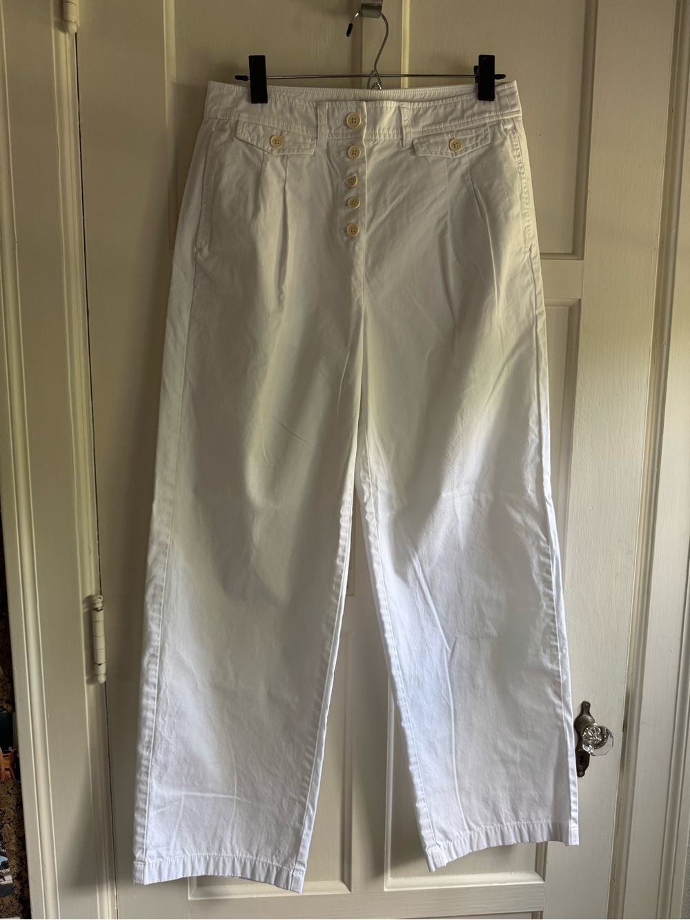 J. Crew White Straight-Leg Button-Front Jeans